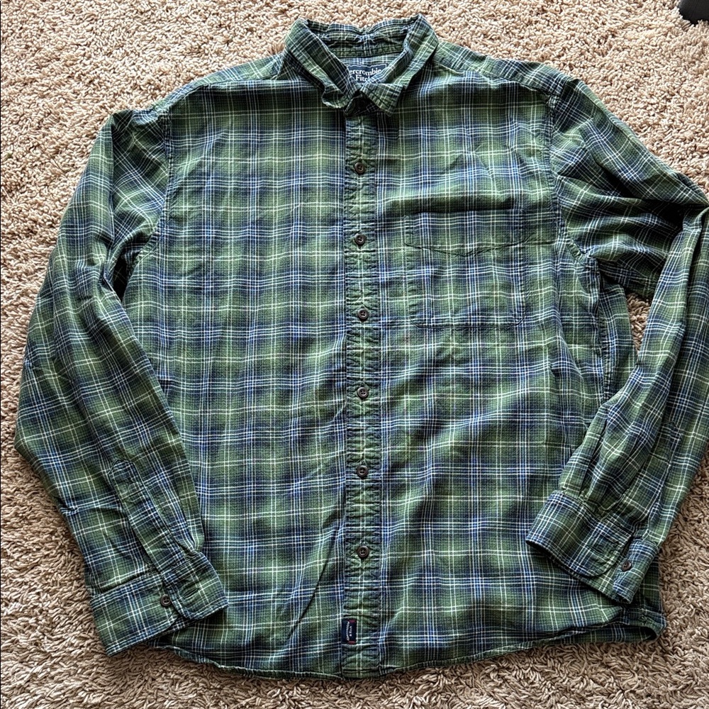 Abercrombie & Fitch Olive Checkered Men's Shirt